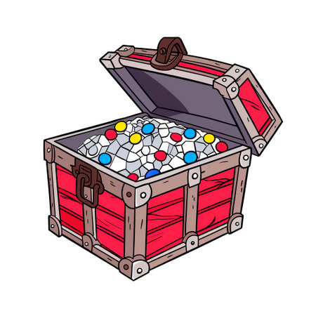 Treasure chest. Vector illustration of a treasure chest isolated on a white background.の素材