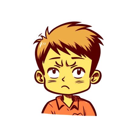 Angry boy. Vector illustration. Isolated on white background.の素材