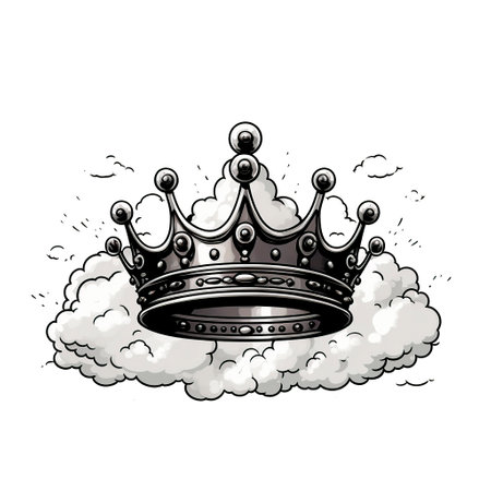 Crown in the clouds. Vector illustration on a white background.の素材