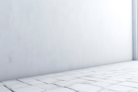 White empty room with tile floor and white wall. 3d renderingの素材