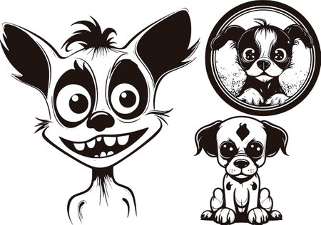 Chihuahua.Mascots.Vector illustration ready for vinyl cutting.のイラスト素材