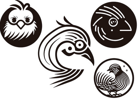 Tribal Birds.Vector illustration ready for vinyl cutting on white background.のイラスト素材