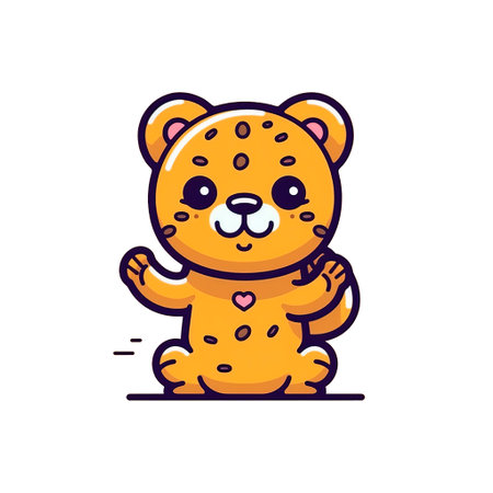 Cute cartoon tiger. Vector illustration. Isolated on white background.の素材