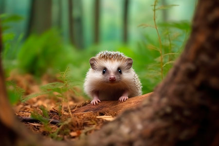 hedgehog in the forest. Wild animal in the nature.の素材