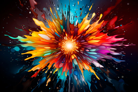abstract colorful explosion of paint on a dark background. vector illustrationの素材