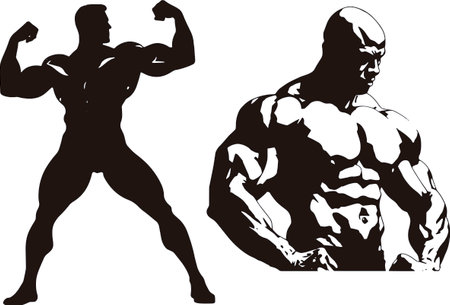 Bodybuilder.Vector illustration ready for vinyl cutting on white background.のイラスト素材