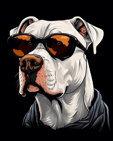 Portrait of a pitbull dog with sunglasses. Vector illustration.の素材