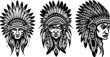 Native American Indians. Tribal Design.Vector illustration ready for vinyl cutting.のイラスト素材