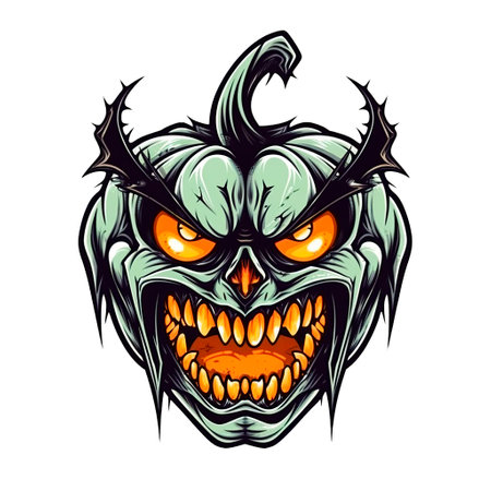 Angry monster head. Vector illustration for tattoo or t-shirt designの素材