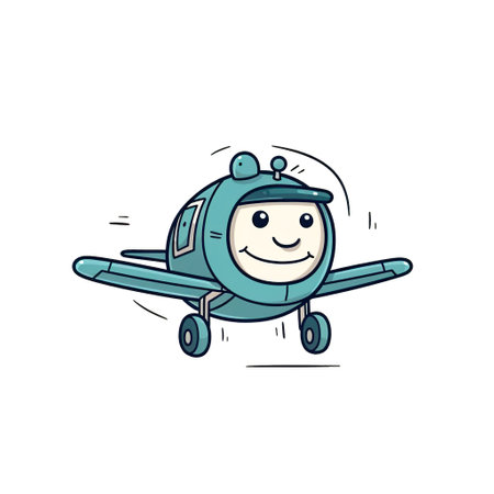 Cartoon airplane. Vector illustration of a cute airplane. Cartoon airplane.の素材