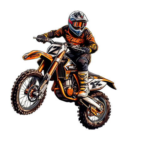 Motocross rider on a white background. 3d illustration.の素材