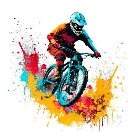 Bmx rider on grunge splashes background. Vector illustration.の素材