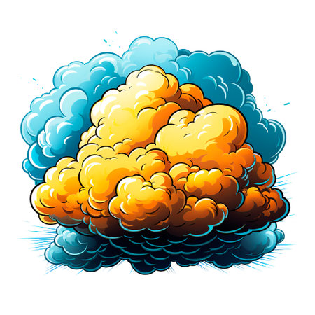 Cartoon cloud explosion isolated on a white background. Vector illustration.の素材