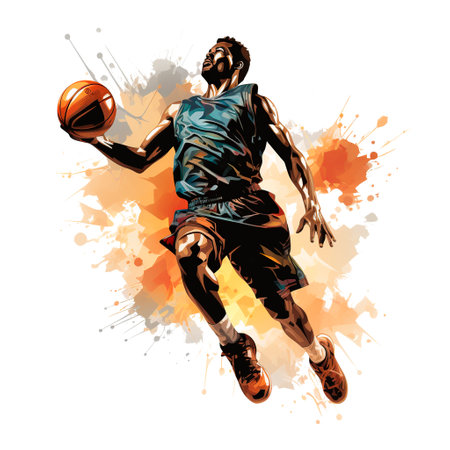 Basketball player with ball. Vector illustration of a basketball player.の素材