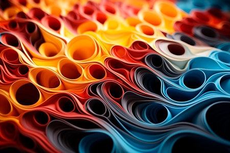 abstract background of colorful paper strips as a concept of creativity and designの素材