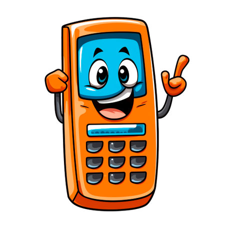 Cartoon mobile phone isolated on a white background. Vector illustration.の素材