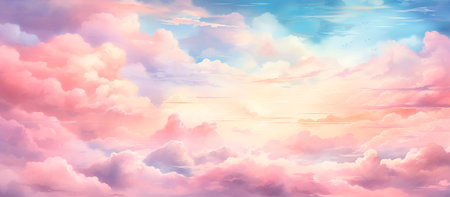 Fantasy sky with clouds. Abstract background. 3D illustration.の素材