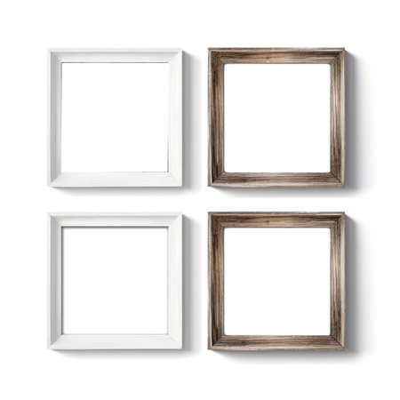 collection of various wooden frames on white background. each one is shot separatelyの素材