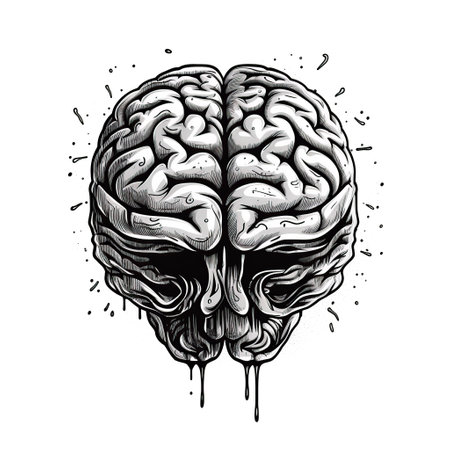 Brain sketch. Hand drawn vector illustration for tattoo or t-shirt design.の素材