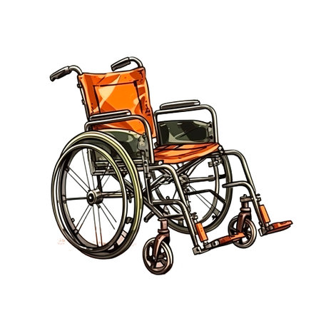Hand drawn sketch of wheelchair isolated on white background. Wheelchair for disabled person.の素材