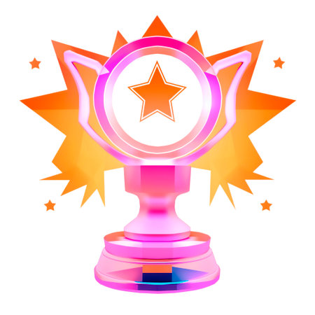 Trophy with star icon. Realistic illustration of trophy with star icon for web designの素材
