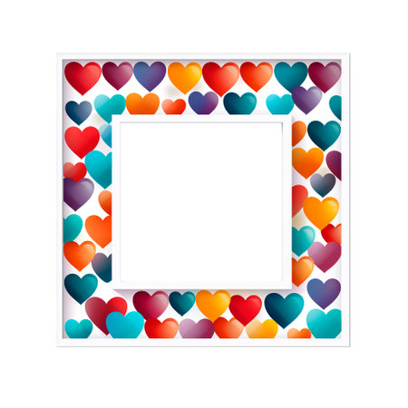 Frame with multicolored hearts on a white background. vector illustrationの素材