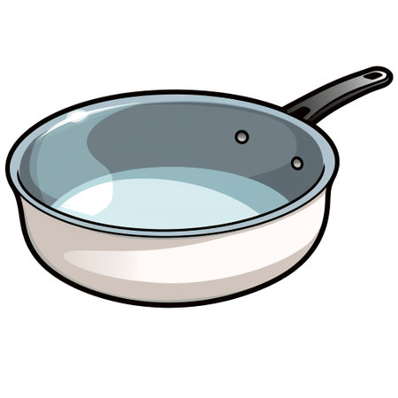 Illustration of a small frying pan on a white background, vector illustrationの素材