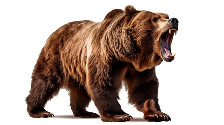 Grizzly bear isolated on white background. 3D illustration.の素材