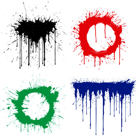 Set of grunge paint splashes. Grunge design elements. Vector illustration.のイラスト素材