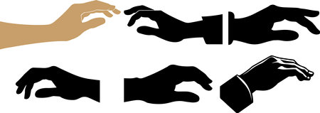 Hands with different gestures isolated on white background. Vector illustration.のイラスト素材