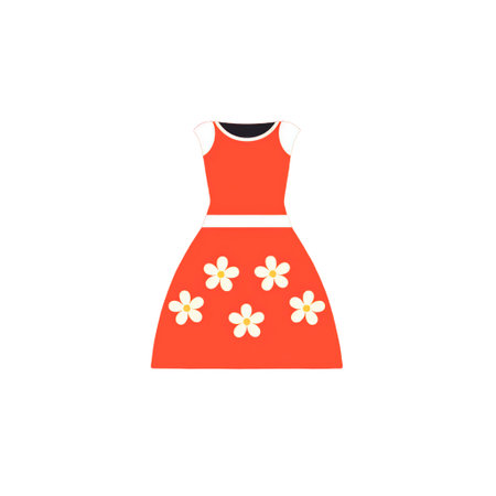 Women's dress with flowers on a white background. Vector illustration.の素材
