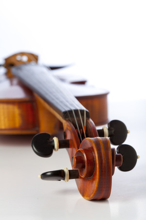 Violin isolated on white blackground, close upの写真素材