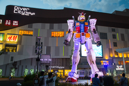 ODAIBA,TOKYO-CIRCA JUNE 2014: This is 1:1 replica of titular japanese robot anime Gundam. Standing 18m tall on circa June 2014のeditorial素材