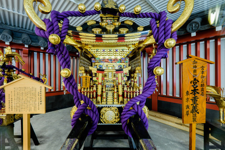 TOKYO - CIRCA APRIL, 2014: In Japan mikoshi or portable shrine are worshipped in matsuri festivals on CIRCA April, 2014のeditorial素材