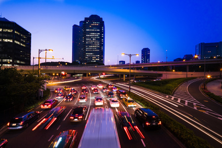 Long exposure traffic scene of tokyoの写真素材