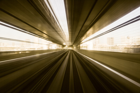 Motion blue of a Japanese mono railの写真素材