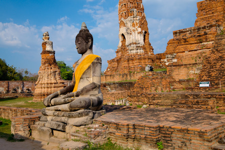 Buddha statue from the temple ruin of Ayutthayaの写真素材