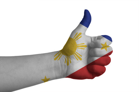 Flag of AEC country with thumbs up handの写真素材