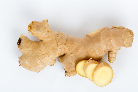 Ginger root spice isolated on white background