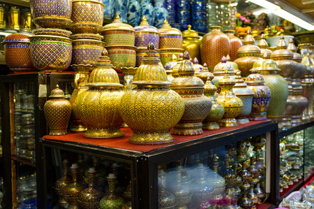 BANGKOK, THAILAND - CIRCA JULY, 2015: Porcelain China ware for sale from Chatuchak weekend market in Bangkok.のeditorial素材