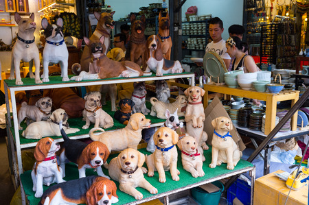 BANGKOK, THAILAND - CIRCA JULY, 2015: Porcelain China ware for sale from Chatuchak weekend market in Bangkok.のeditorial素材