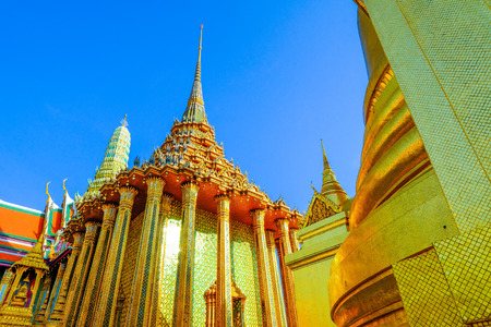 Inside the famous Emerald temple, Bangkok - With copy spaceの写真素材