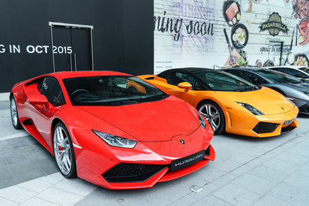 singapore - September 8th, 2015: Ferrari on display at Suntec ciry, Singapore.のeditorial素材