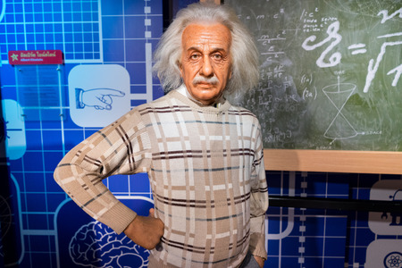 BANGKOK, THAILAND - CIRCA August, 2015: Wax figure of the famous scientist, Albert Einstein from...