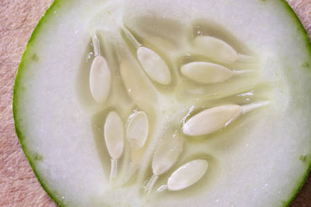 Pile of green cucomber slices, close upの写真素材