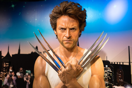 BANGKOK, THAILAND - CIRCA August, 2015: Wax figure of the famous Wolverine from Madame Tussauds, Siam Discovery, Bangkokのeditorial素材