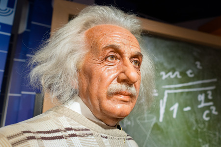 BANGKOK, THAILAND - CIRCA August, 2015: Wax figure of the famous scientist, Albert Einstein from...