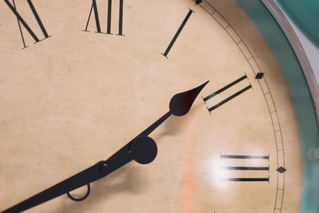 Close up on clock hanging on the wall