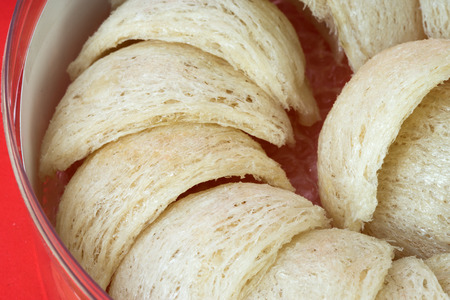 Fresh edible bird's nest on red paperの写真素材
