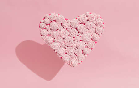 pink heart with the rouses background only for your loveの写真素材